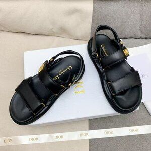 Dior Black Sandals with Gold Accents